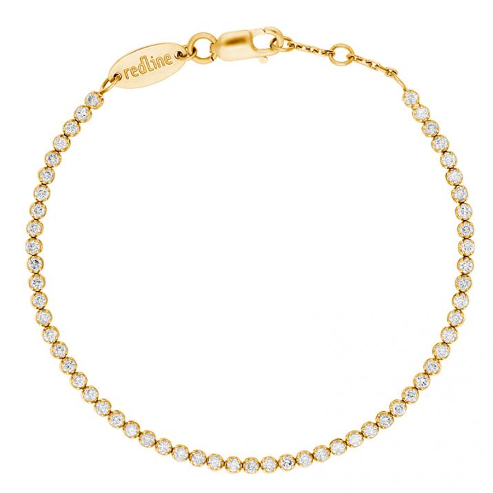 Chain Bracelet For Women with 1.05ct Round Diamond in Yellow Gold Prong Setting - Redline - 0++