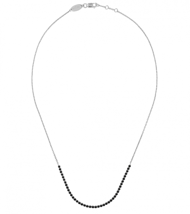 Chain Necklace For Women with 0.80ct Round Black Diamond in White Gold Prong Setting - Redline