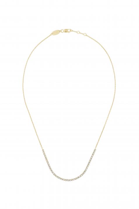 Chain Necklace For Women with 0.84ct Round Diamond in Yellow Gold Prong Setting - Redline - 0++