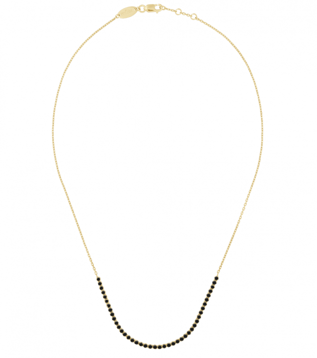 Chain Necklace For Women with 0.80ct Round Black Diamond in Yellow Gold Prong Setting - Redline