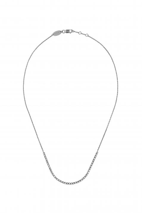 Chain Necklace For Women with 0.84ct Round Diamond in Black Gold Prong Setting - Redline - 0++
