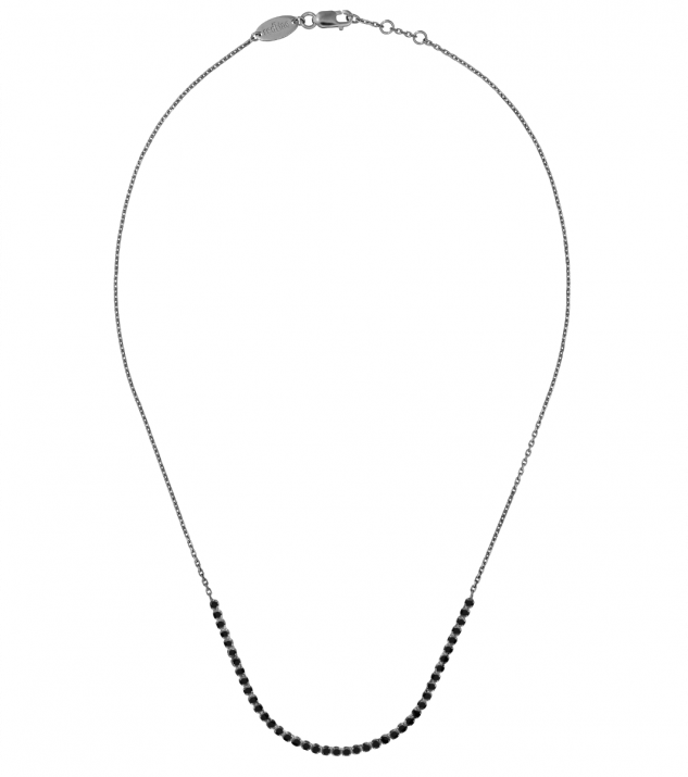 Chain Necklace For Women with 0.80ct Round Black Diamond in Black Gold Prong Setting - Redline