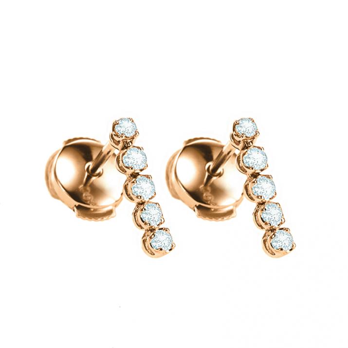 Earrings with 1.90ct Round Diamond in Rose Gold Prong Setting - Redline