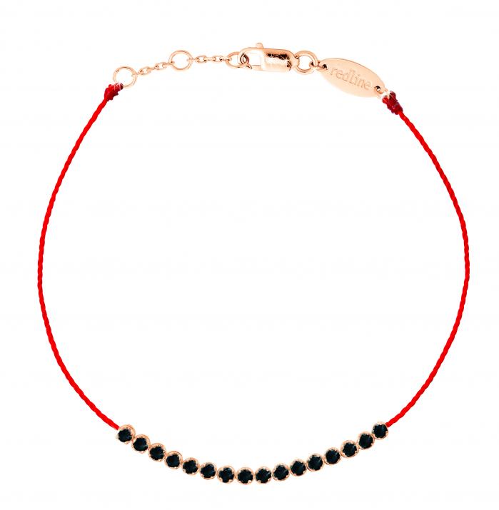 String Bracelet For Women with 0.30ct Round Black Diamond in Rose Gold Prong Setting - Redline
