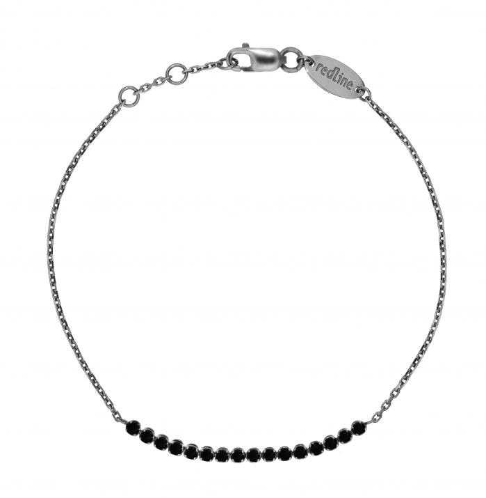 Chain Bracelet For Women with 0.30ct Round Black Diamond in Black Gold Prong Setting - Redline - 0++