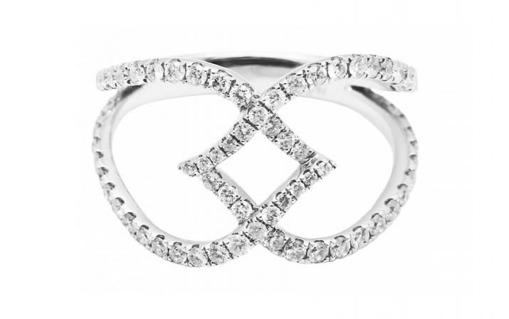 Ring with 0.69ct Round Diamond in White Gold Bezel Setting - Redline - 0++