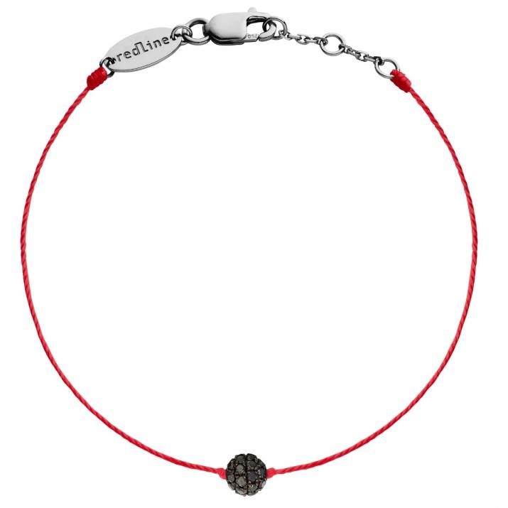 String Bracelet For Men with 0.21ct Round Black Diamond in Black Gold Prong Setting - Redline - 0++