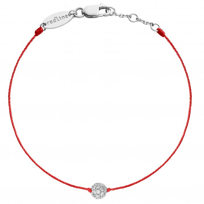 String Bracelet For Men with 0.19ct Round Diamond in White Gold Prong Setting - Redline