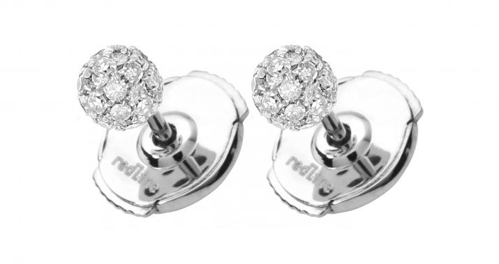 Earrings with 0.19ct Round Diamond in White Gold Prong Setting - Redline - 0++