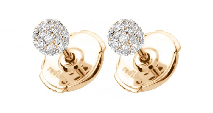 Earrings with 0.19ct Round Diamond in Rose Gold Prong Setting - Redline - 0++