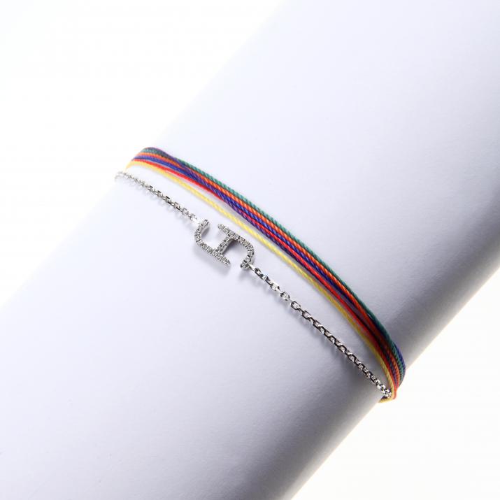 Chain Bracelet For Women with 0.50ct Round Diamond in White Gold Pavé Setting - Redline - 0++