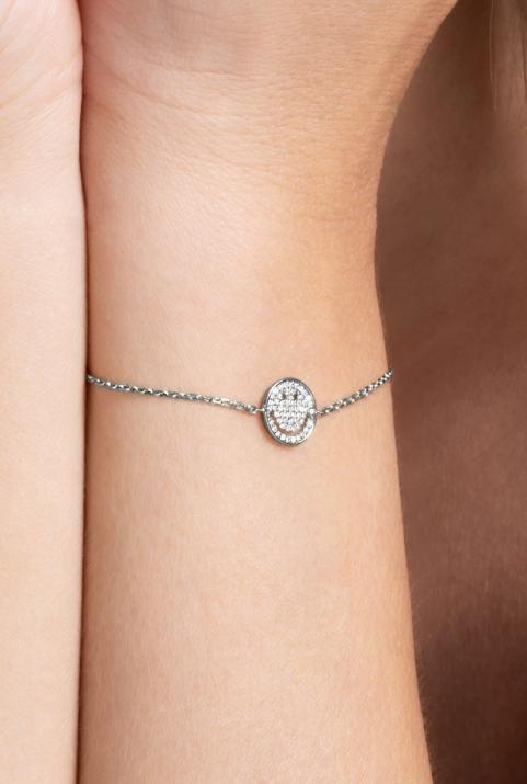 Black gold chain bracelet with diamond-paved smiley - Redline - 0++