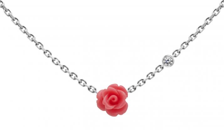 Chain Necklace For Women with 0.05ct Round Diamond in White Gold Bezel Setting - Redline - 0++