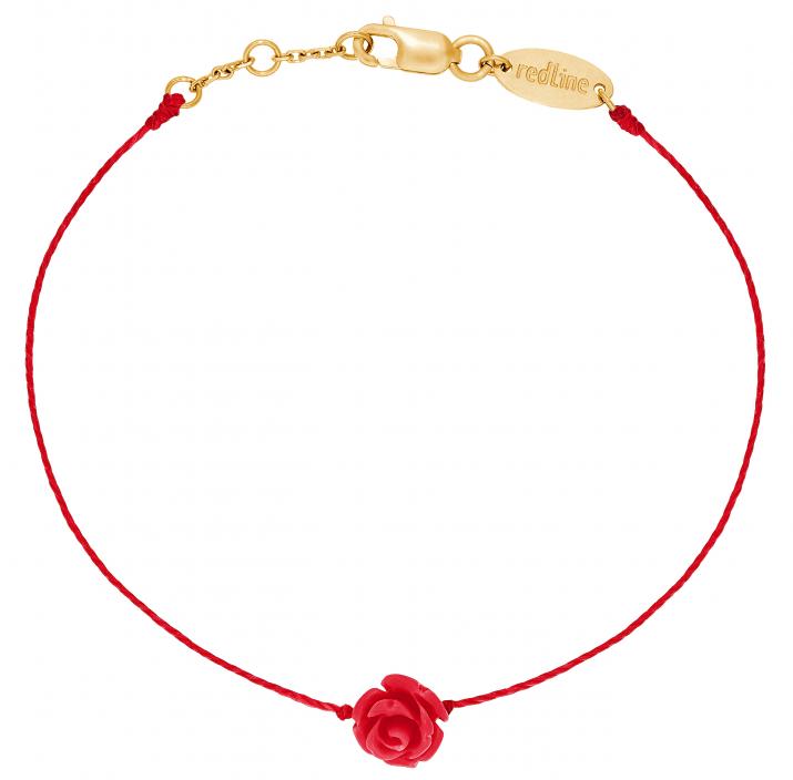 String Bracelet For Women with Rose in Yellow Gold - Redline