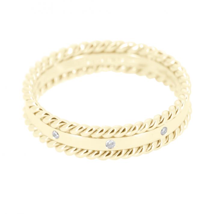 Ring with 0.06ct Round Diamond in Yellow Gold Pavé Setting - Redline