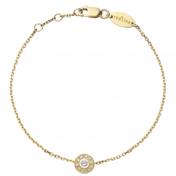 Chain Bracelet For Women with 0.11ct Round Diamond in Yellow Gold Bezel Setting - Redline - 0++