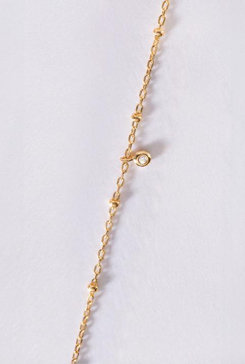 Ankle Bracelet with 0.01ct Round Diamond in Yellow Gold Bezel Setting - Redline - 0++