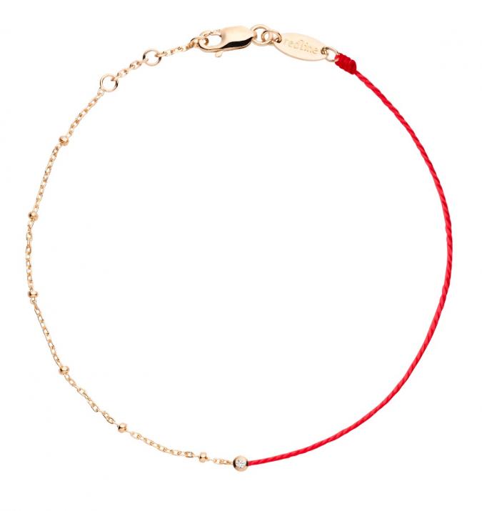 String-Chain Bracelet For Women with 0.01ct Round Diamond in Yellow Gold Bezel Setting - Redline
