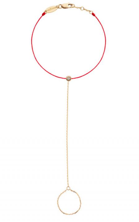 String Bracelet For Women with 0.02ct Round Diamond in Yellow Gold Bezel Setting - Redline - 0++