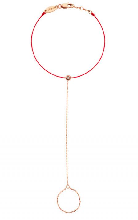 String Bracelet For Women with 0.02ct Round Diamond in Rose Gold Bezel Setting - Redline - 0++