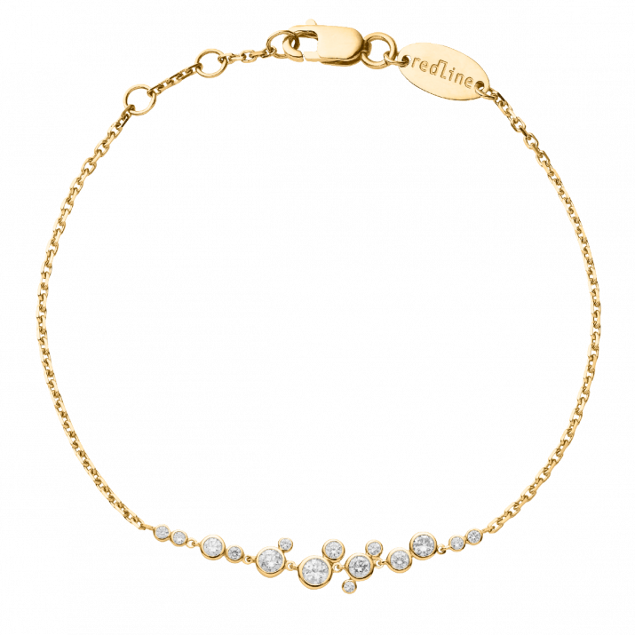 Chain Bracelet For Women with 0.62ct Round Diamond in Yellow Gold Bezel Setting - Redline - 0++