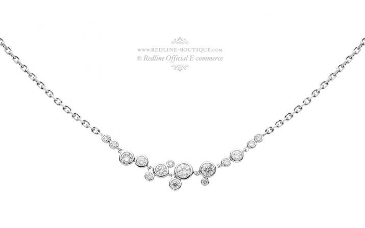 Chain Necklace For Women with 0.65ct Round Diamond in White Gold Bezel Setting - Redline - 0++