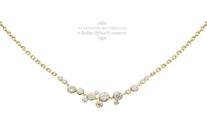 Chain Necklace For Women with 0.62ct Round Diamond in Yellow Gold Bezel Setting - Redline - 0++