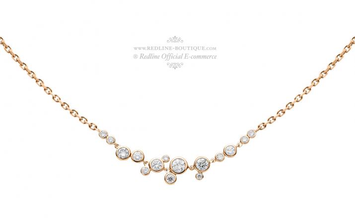 Chain Necklace For Women with 0.62ct Round Diamond in Rose Gold Bezel Setting - Redline - 0++