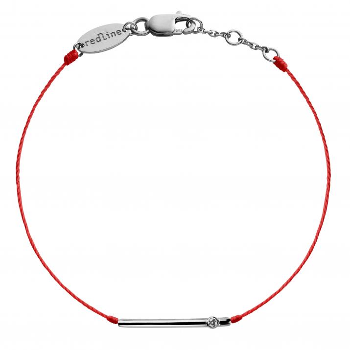 String Bracelet For Men with 0.05ct Round Diamond in Black Gold Bezel Setting - Redline - 0++
