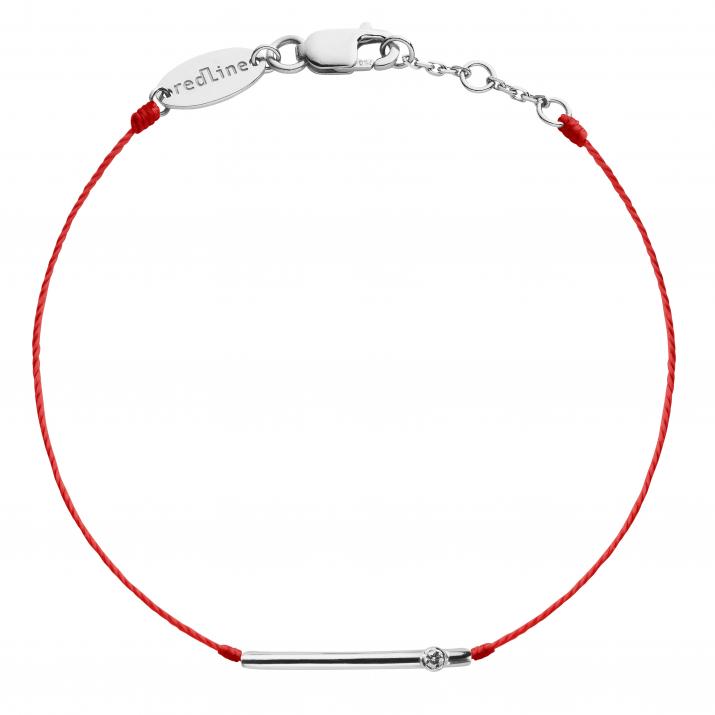 String Bracelet For Women with 0.05ct Round Diamond in White Gold Bezel Setting - Redline - 0++