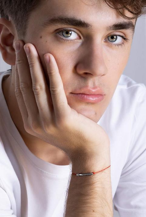 String Bracelet For Men with 0.05ct Round Black Diamond in Black Gold Bezel Setting - Redline - 0++