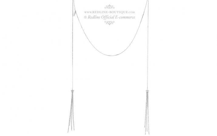 Chain Necklace For Women with 0.09ct Round Diamond in White Gold Prong Setting - Redline