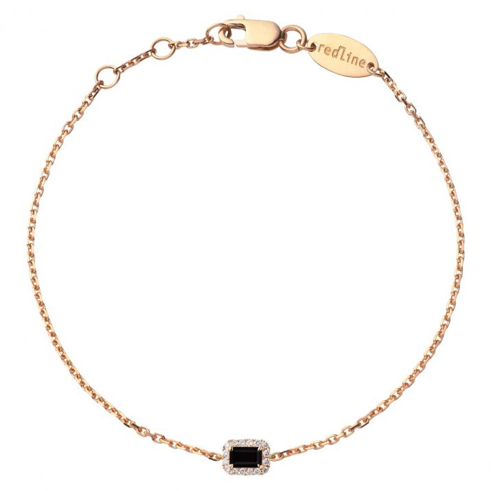 Chain Bracelet For Women with 0.05ct Princess Diamond in Rose Gold Prong Setting - Redline - 0++