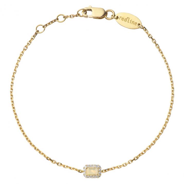 Chain Bracelet For Women with 0.06ct Princess Diamond in Yellow Gold Prong Setting - Redline