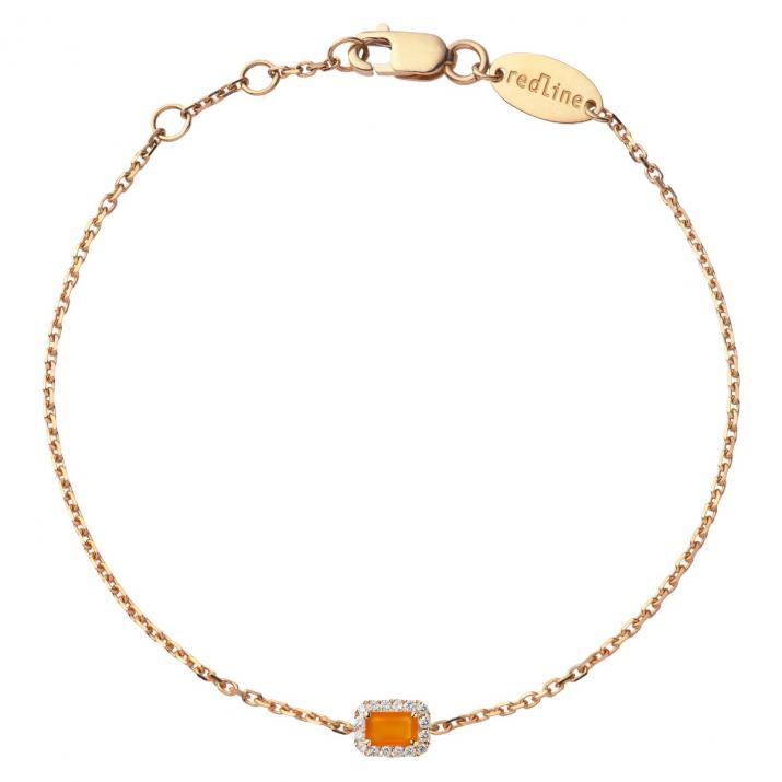 Chain Bracelet For Women with 0.05ct Princess Diamond in Rose Gold Prong Setting - Redline - 0++