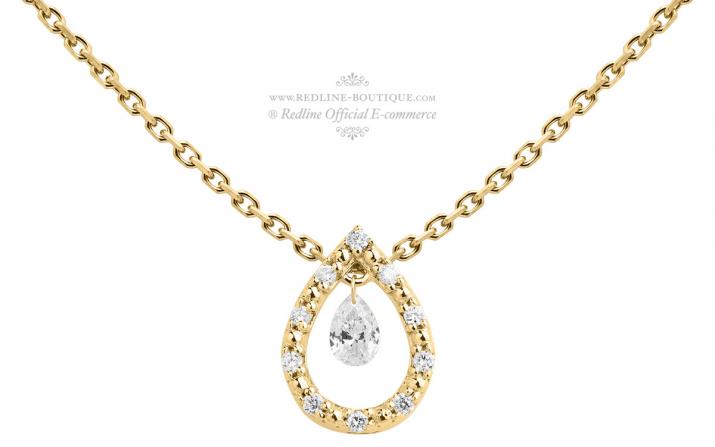 Chain Necklace For Women with 0.19ct Round Diamond in Yellow Gold Pavé Setting - Redline