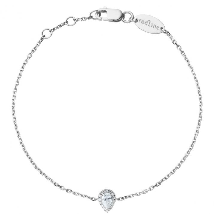 Chain Bracelet For Women with 0.34ct Pear Diamond in White Gold Prong Setting - Redline - 0++