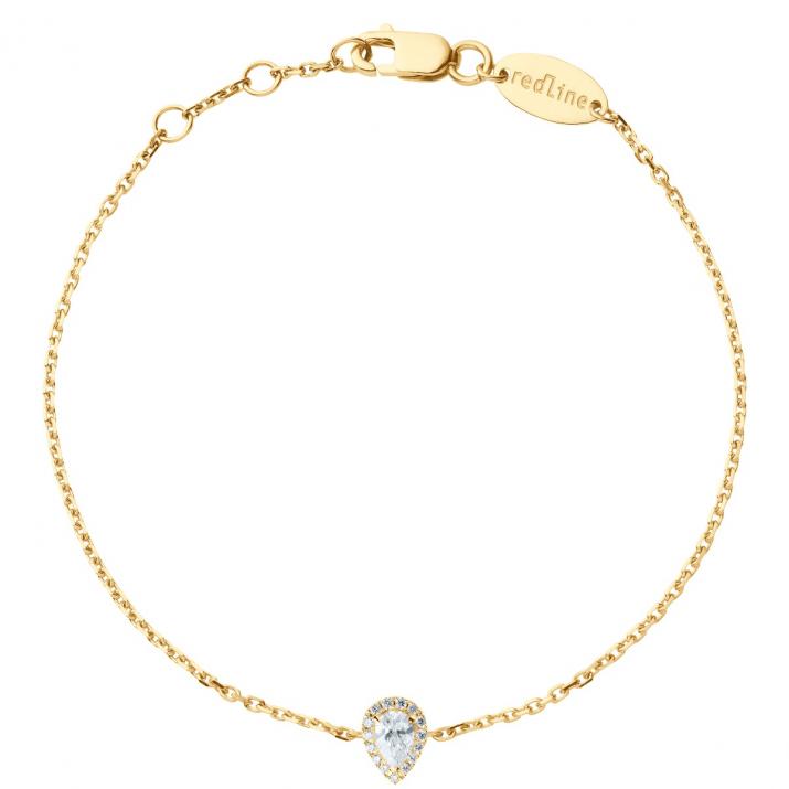 Chain Bracelet For Women with 0.34ct Pear Diamond in Yellow Gold Prong Setting - Redline - 0++