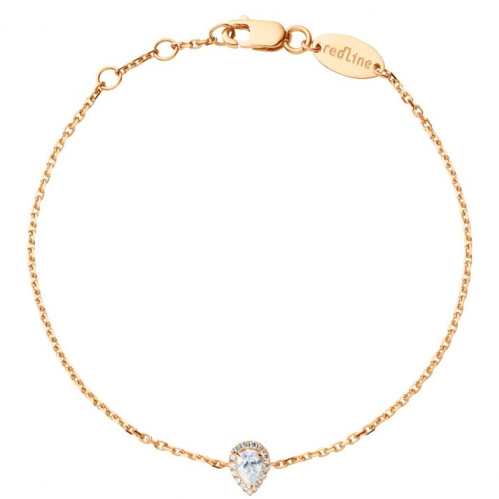 Chain Bracelet For Women with 0.34ct Pear Diamond in Rose Gold Prong Setting - Redline - 0++