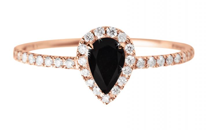 Ring with 0.16ct Pear Diamond in Rose Gold Prong Setting - Redline - 0++