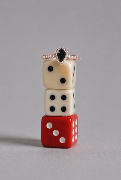 Ring with 0.16ct Pear Diamond in Rose Gold Prong Setting - Redline - 0++