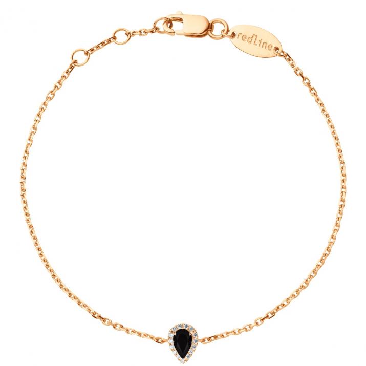 Chain Bracelet For Women with 0.07ct Pear Diamond in Rose Gold Prong Setting - Redline - 0++