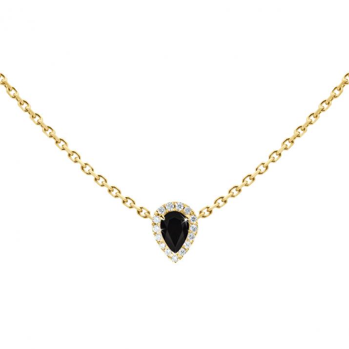 Chain Necklace For Women with 0.07ct Pear Diamond in Yellow Gold Prong Setting - Redline - 0++