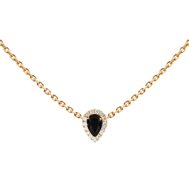 Chain Necklace For Women with 0.07ct Pear Diamond in Rose Gold Prong Setting - Redline - 0++