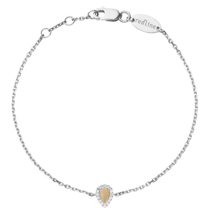 Chain Bracelet For Women with 0.07ct Pear Diamond in White Gold Prong Setting - Redline - 0++