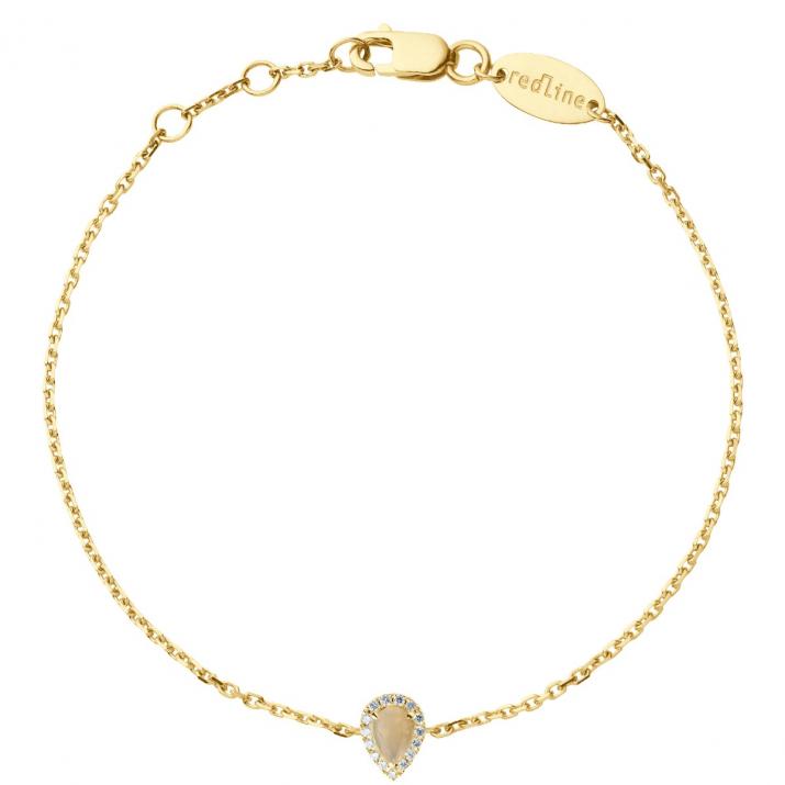 Chain Bracelet For Women with 0.07ct Pear Diamond in Yellow Gold Prong Setting - Redline - 0++