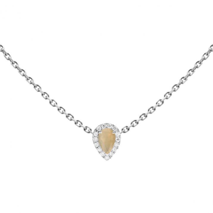 Chain Necklace For Women with 0.07ct Pear Diamond in White Gold Prong Setting - Redline