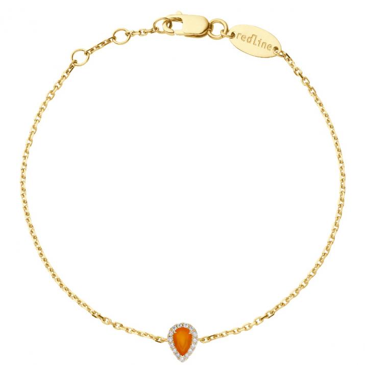 Chain Bracelet For Women with 0.07ct Pear Diamond in Yellow Gold Prong Setting - Redline