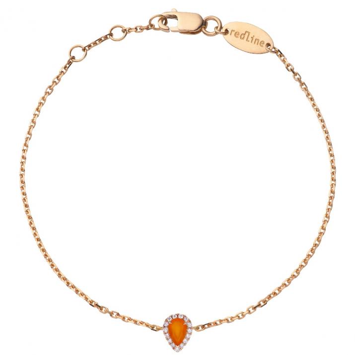 Chain Bracelet For Women with 0.07ct Pear Diamond in Rose Gold Prong Setting - Redline