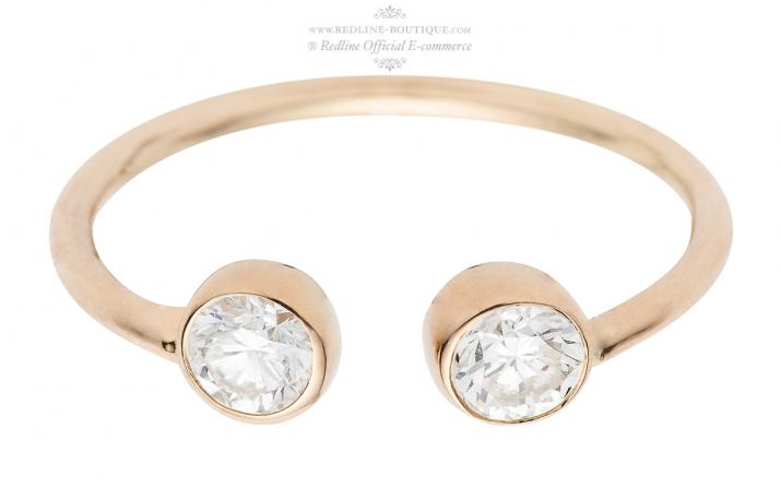 Ring with 0.20ct Round Diamond in Rose Gold Bezel Setting - Redline - 0++